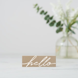 Affärskortet hej White Script Typography Kraft Mini Visitkort