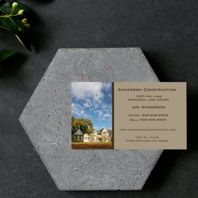 Affärskortet Hembygge - Taupe Visitkort (Taupe Home Construction Business Card)