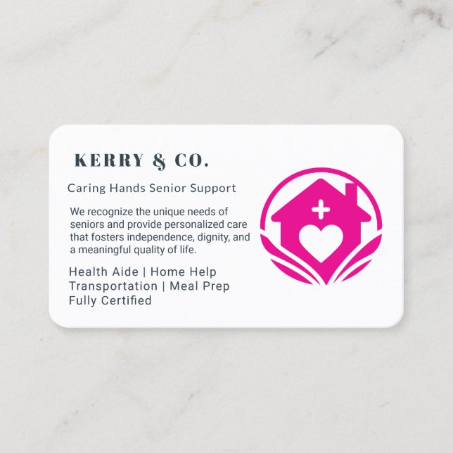 Affärskortet Hemhjälp - Professionell och omvårdna Visitkort (Framsida)