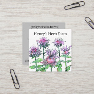 Affärskortet Herb Farm Bee Balm Medicinal Plants Fyrkantigt Visitkort