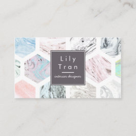 Affärskortet Hexagon Watercolor Marble Visitkort