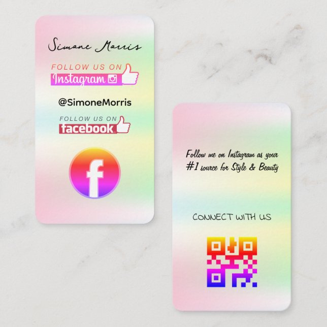 Affärskortet Holografisk design Visitkort (Fram/baksida)