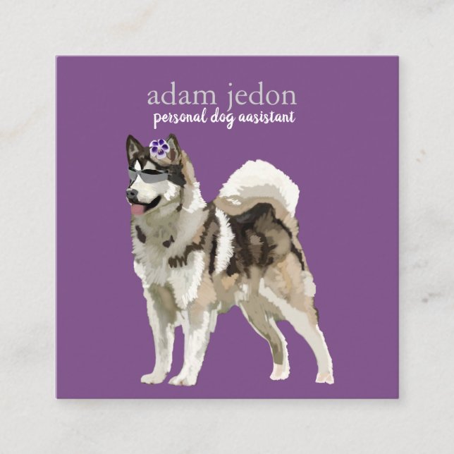 Affärskortet hund Assistant Square Fyrkantigt Visitkort (Framsida)