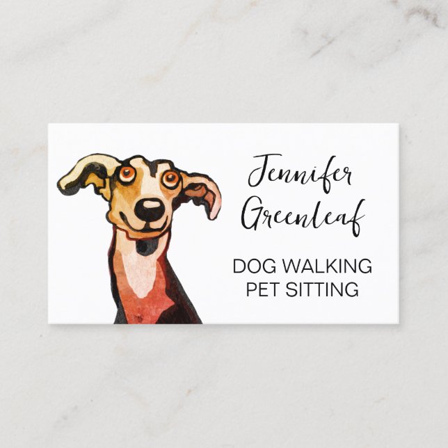 Affärskortet hund gång visitkort (Framsida)