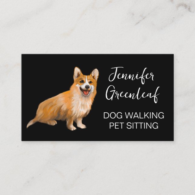 Affärskortet hund gång visitkort (Framsida)