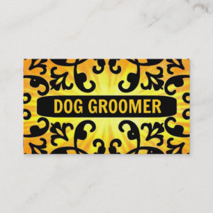Affärskortet hund Groomer Sunshine Damask Visitkort