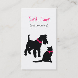 Affärskortet hund och katt (shock rosa) visitkort