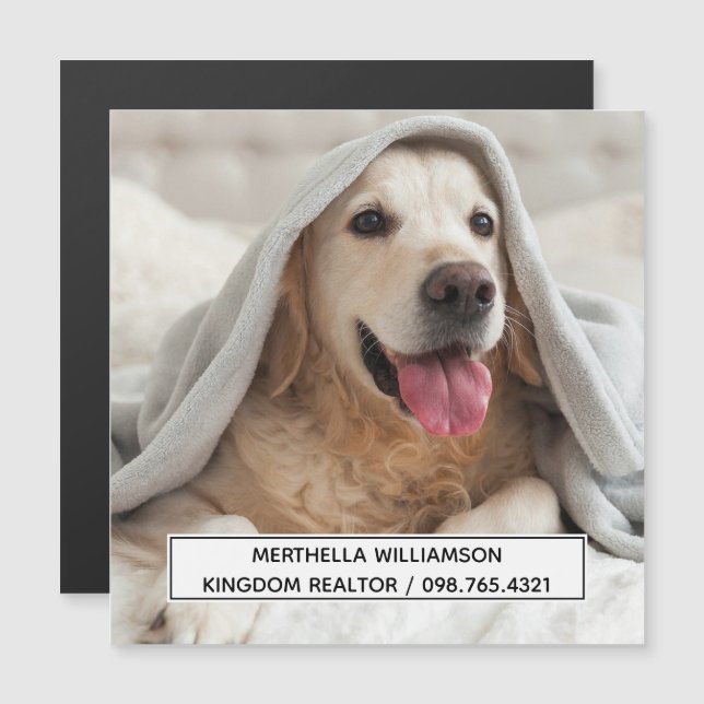Affärskortet hund Photo Anpassningsbar Magnet (Fram/baksida)