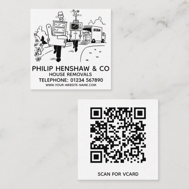 Affärskortet Hus-borttagningsruta Fyrkantigt Visitkort (Fram/baksida)