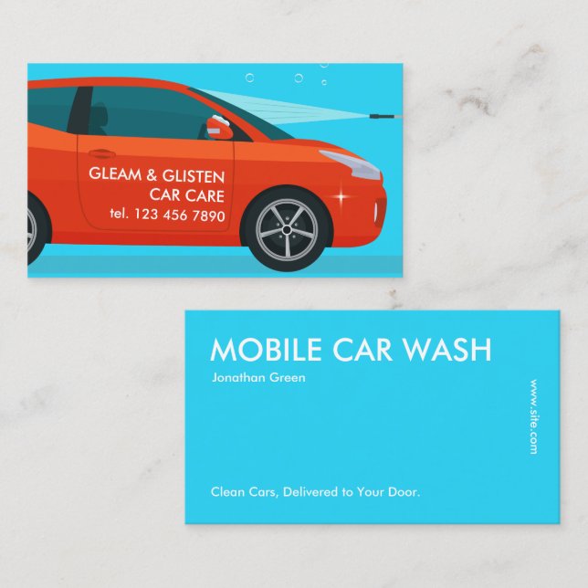 Affärskortet Information om Tvättande av bil Visitkort (Fram/baksida)