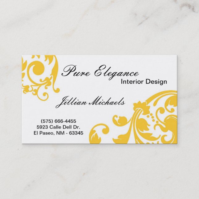 Affärskortet insida Designer Damask Filigree  Visitkort (Framsida)