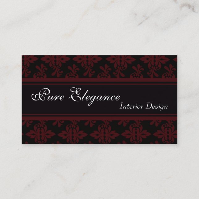 Affärskortet insida Designer Damask Filigree  Visitkort (Framsida)