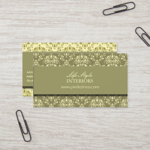 Affärskortet Insida Designer, Moss Damask Visitkort