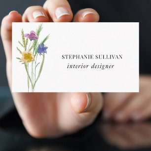 Affärskortet insida Designer Wildblommor Visitkort