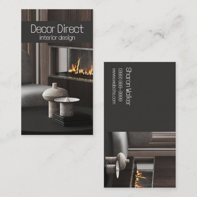 Affärskortet insida Exterior Designer Fireplace Visitkort (Fram/baksida)