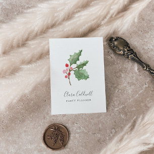 Affärskortet Jul Grey & Red Berry Visitkort