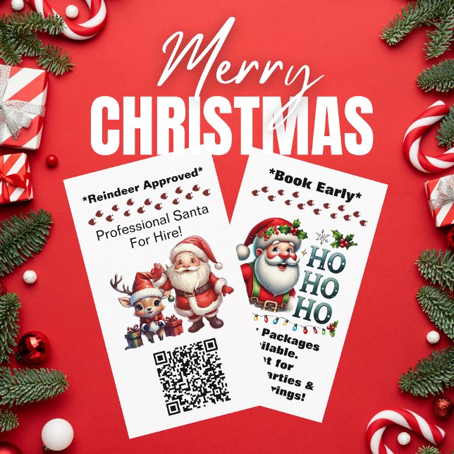 Affärskortet jultomten två sidor tack för QR-koden Visitkort (Skapare uppladdad)