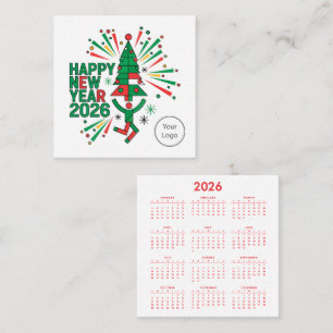 Affärskortet Kalender - nyår 2026 Fyrkantigt Visitkort