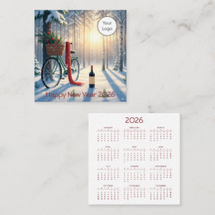 Affärskortet Kalender - nyår 2026 Fyrkantigt Visitkort