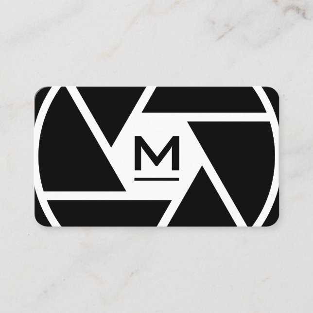 Affärskortet Kameraobjektiv, monogram, fotografi Visitkort (Framsida)