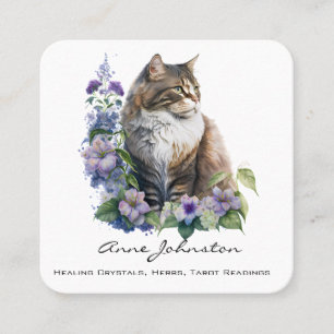 Affärskortet Katt och blommor Fyrkantigt Visitkort