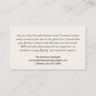 Affärskortet Kenosha Spotlight Visitkort