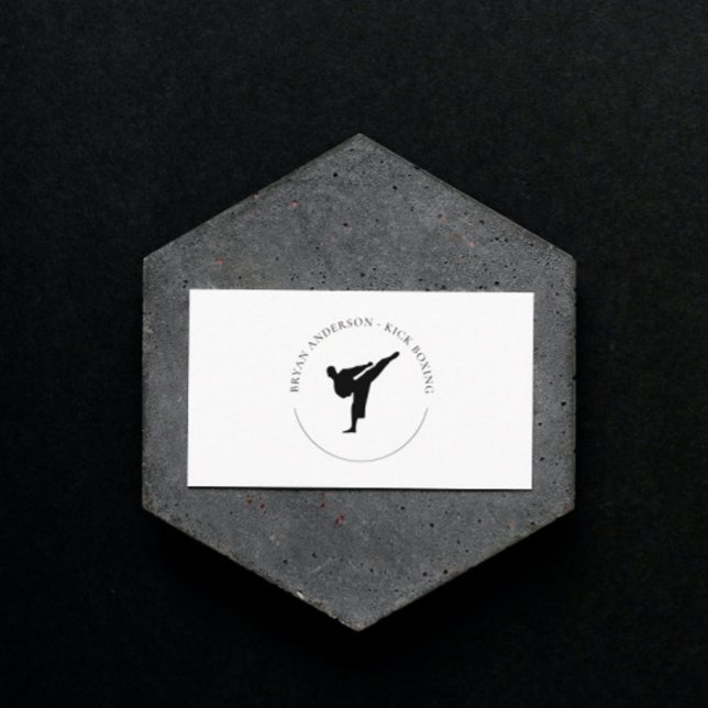 Affärskortet Kickboxning - Minimal Fighter-Logotyp Visitkort (Skapare uppladdad)