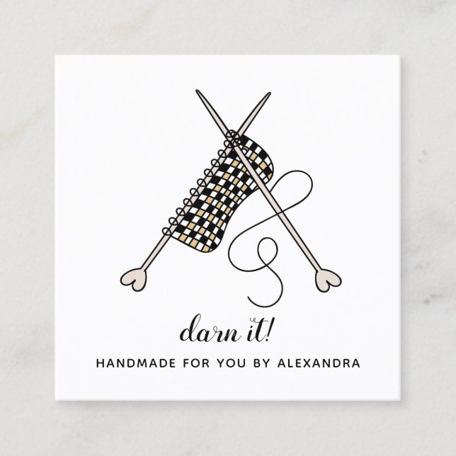 Affärskortet Knitting Crochet Nål Handmade Fyrkantigt Visitkort (Framsida)