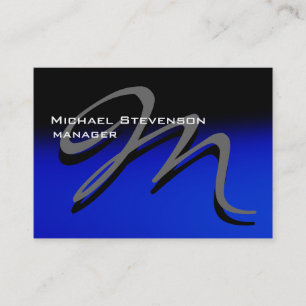 Affärskortet Knubbig Black Blue Unique Monogram Visitkort