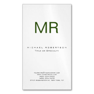 Affärskortet knubbig Modern Monogram White Grönt Magnetiska Visitkort