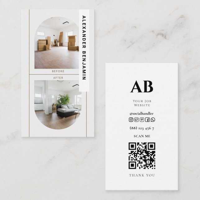 Affärskortet Köksrenoveringar Foto QR-kod Visitkort (Fram/baksida)