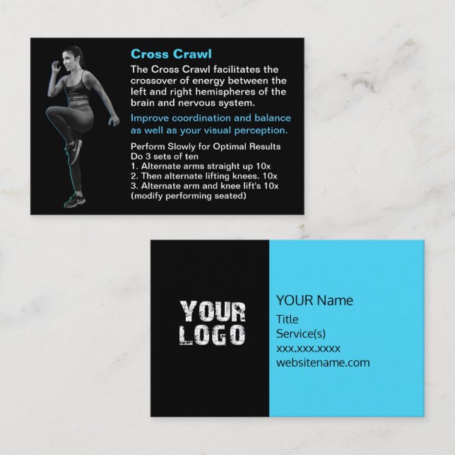 Affärskortet kor Crawl Training Business Visitkort (Fram/baksida)