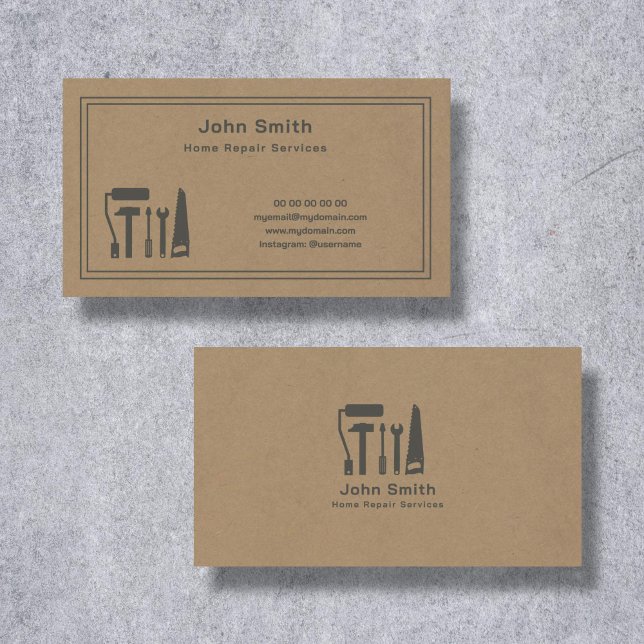 Affärskortet Kraft Handyman & Home Repair Service Visitkort (Kraft Handyman & Home Repair Service Business Card)