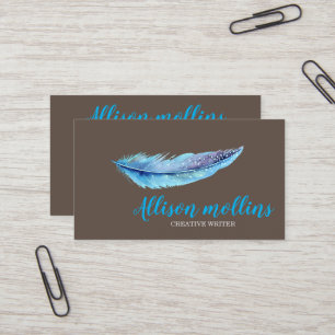 Affärskortet Kreativ Writer Feather Logotyp Visitkort