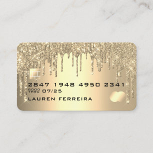 Affärskortet Kredit Card Stil Guld Glitter Drives Visitkort