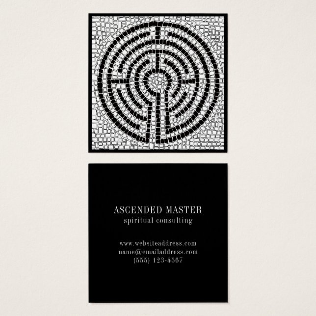 AFFÄRSKORTET LABYRINTH VII Square - Black Fyrkantigt Visitkort (Framsida & baksida)