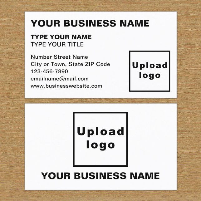 Affärskortet lämnat justerad vit text visitkort (The front and back of the white business card)