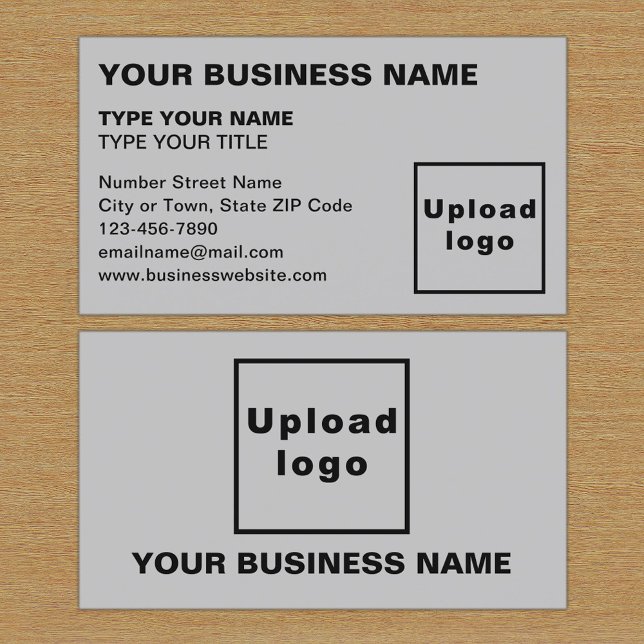Affärskortet lämnat justerade texter Grått Visitkort (The front and back of the gray business card)