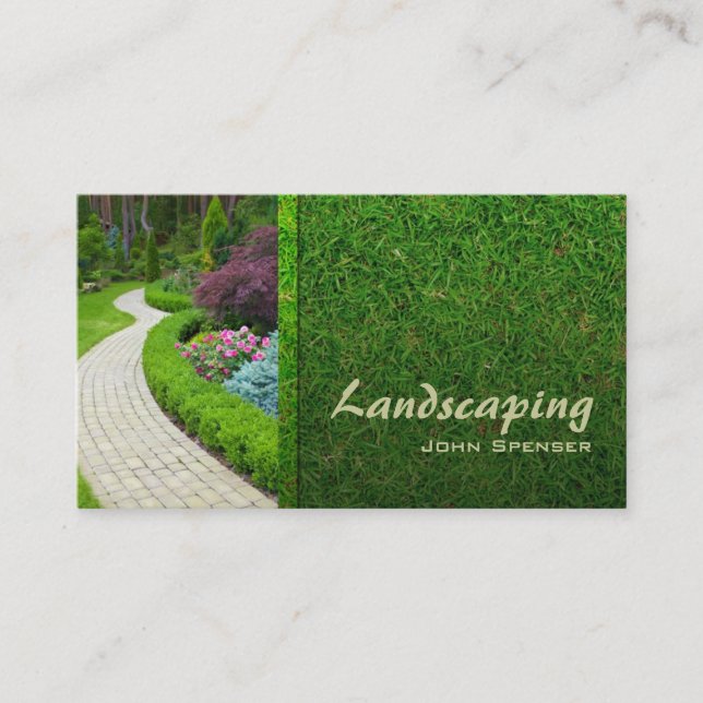 Affärskortet Landcaping Gräsmatta Gardener Visitkort (Framsida)