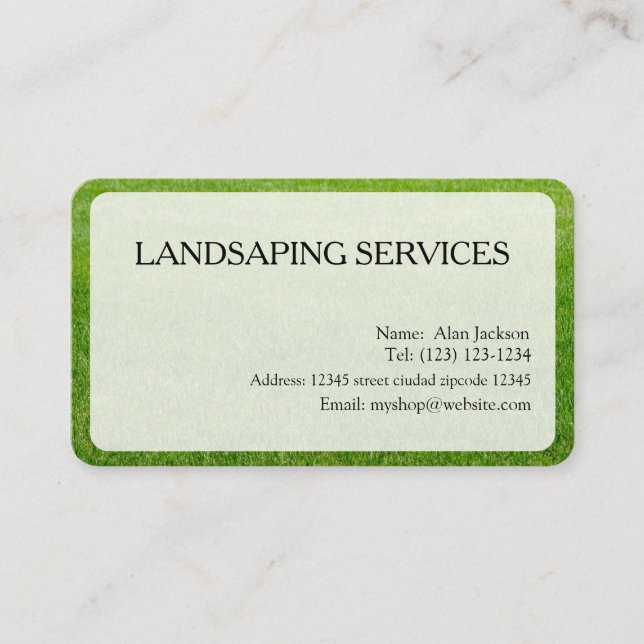AFFÄRSKORTET LANDSCAPING SERVICES kan redigeras Visitkort (Framsida)