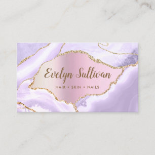 Affärskortet Lavender Agate Faux Pearlescent Foil Visitkort
