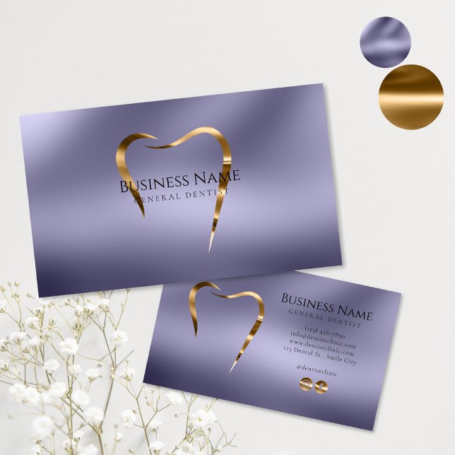 Affärskortet Lavender & Guld Dentist Visitkort (Skapare uppladdad)