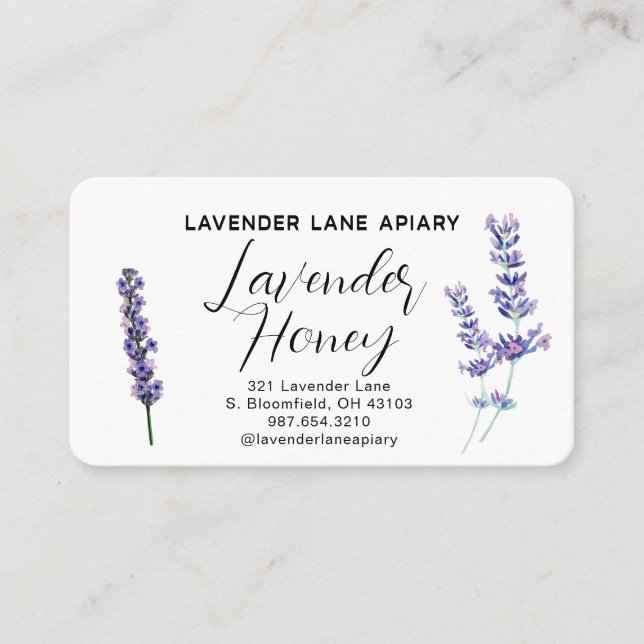 Affärskortet Lavender Honung Apiary Biproducerande Visitkort (Framsida)