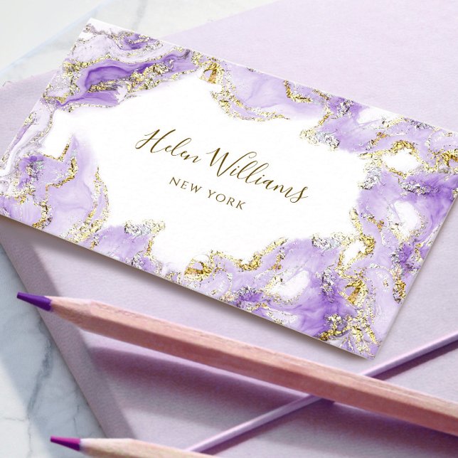 affärskortet lavender lila bläck marble visitkort (Skapare uppladdad)