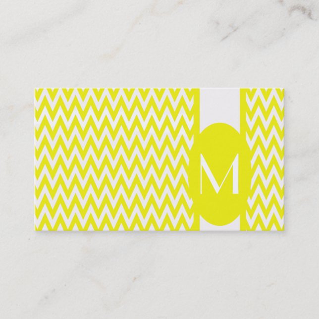 Affärskortet Lemon Elegant Chevron Monogram Visitkort (Framsida)