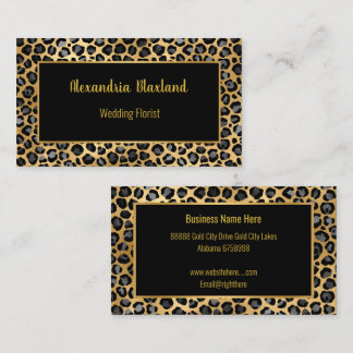 AFFÄRSKORTET LEOPARD ANIMAL PRINT GULD BLACK VISITKORT