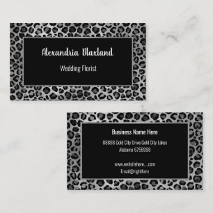 AFFÄRSKORTET LEOPARD ANIMAL PRINT SILVER BLACK VISITKORT