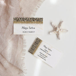 Affärskortet Leopard glitter guld Visitkort