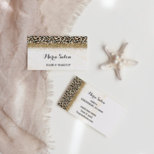 Affärskortet Leopard glitter guld Visitkort