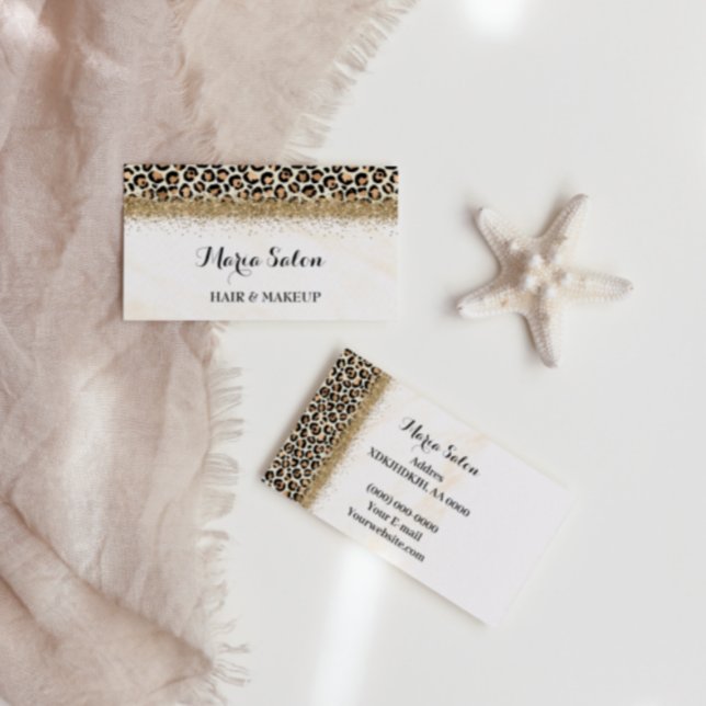 Affärskortet Leopard glitter guld Visitkort (Skapare uppladdad)